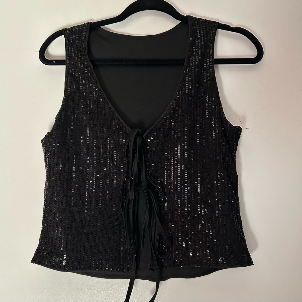 Shein Women’s Black Sequined Tank Top Jacket Small